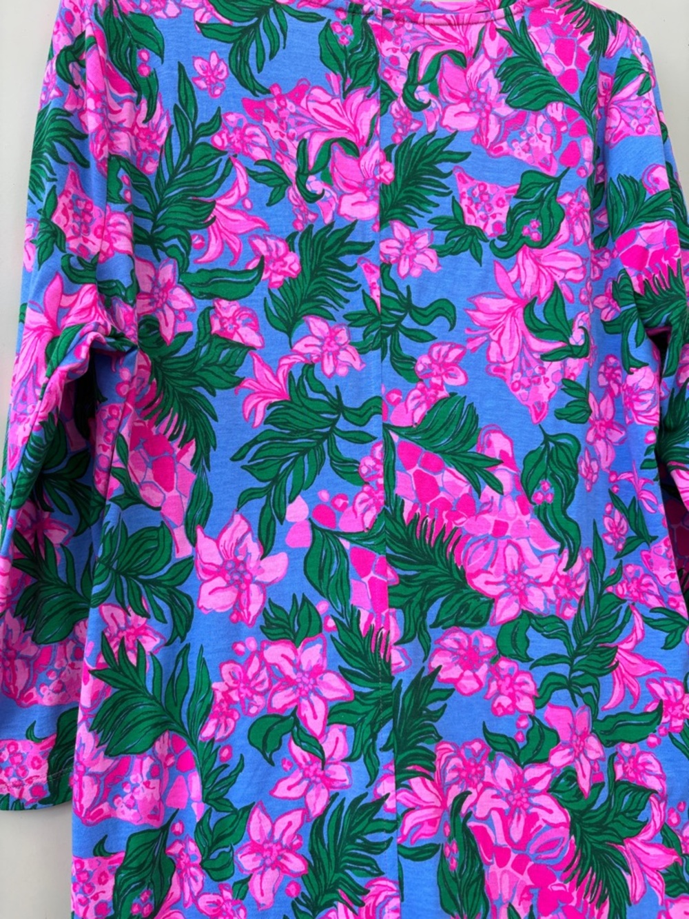 Lilly Pulitzer Blue Floral Long Sleeve Dress with Pink and Green Print - Picture 7 of 8